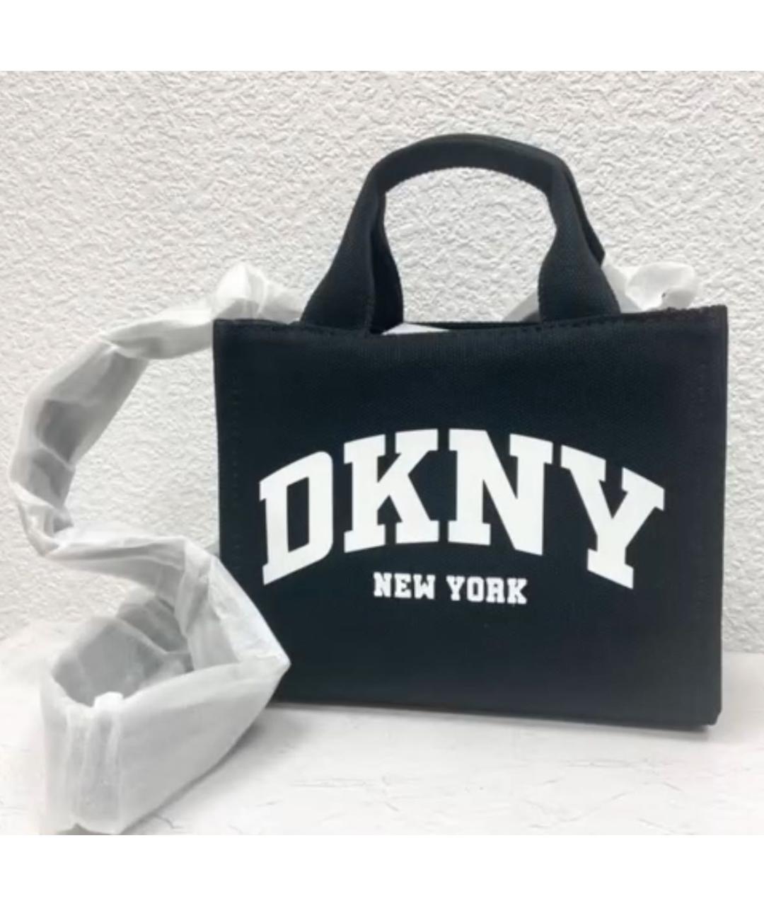 DKNY Черная хлопковая сумка тоут, фото 2