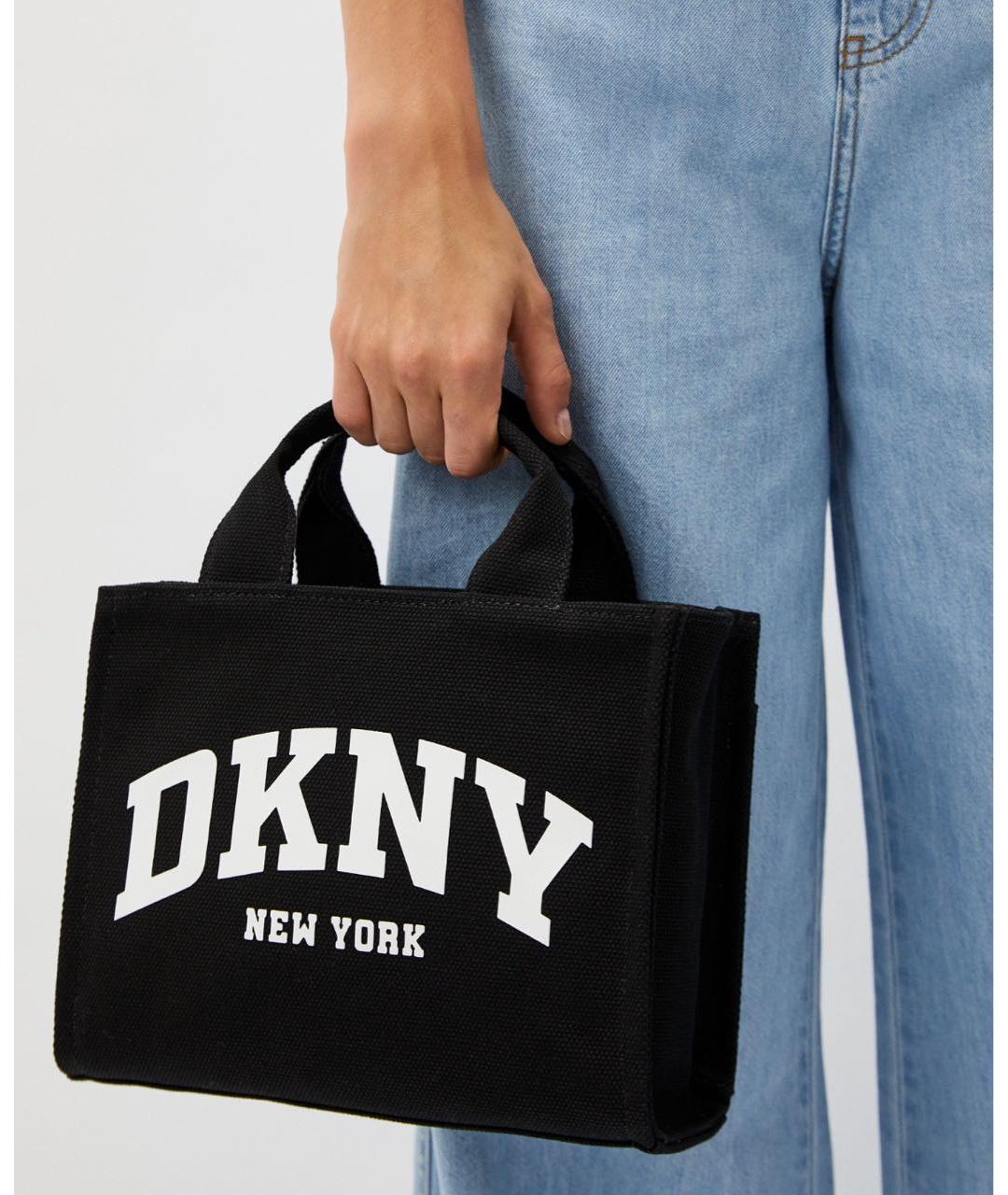 DKNY Черная хлопковая сумка тоут, фото 5