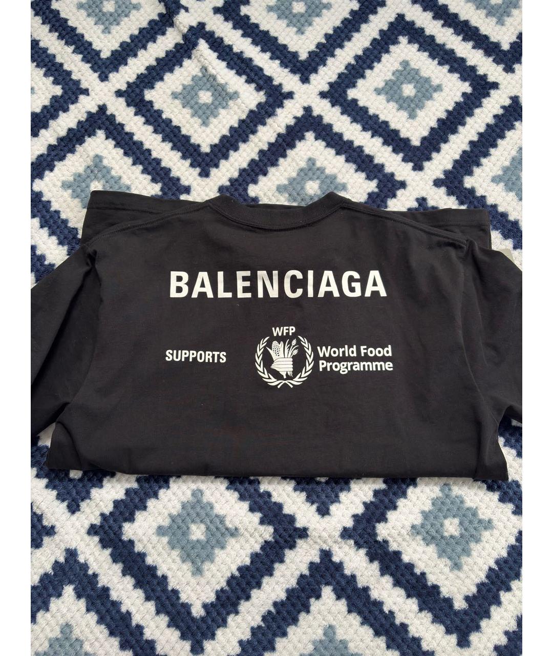 BALENCIAGA Черная хлопковая футболка, фото 2