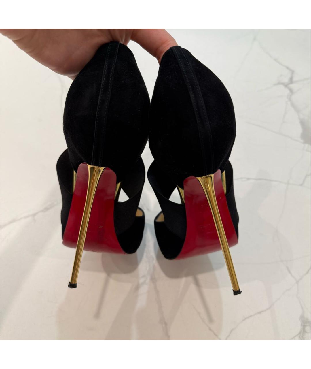 CHRISTIAN LOUBOUTIN Черные замшевые туфли, фото 4