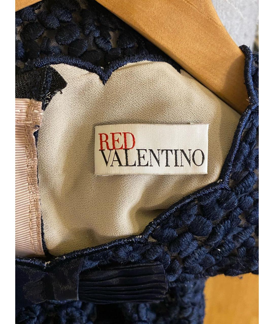 RED VALENTINO Темно-синее полиэстеровое коктейльное платье, фото 4