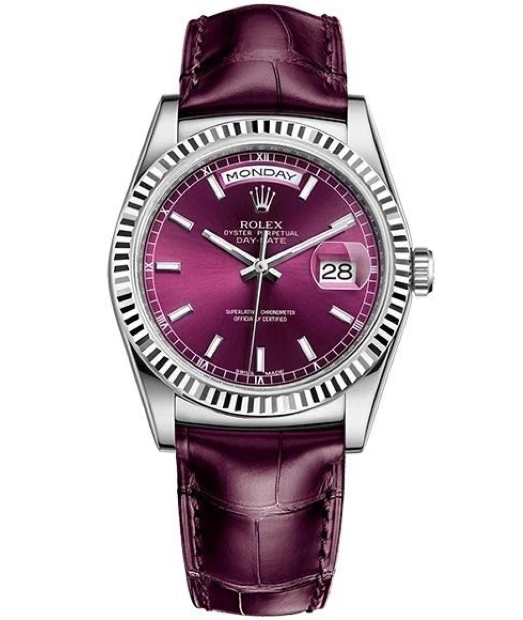 ROLEX Бордовые часы из белого золота, фото 1