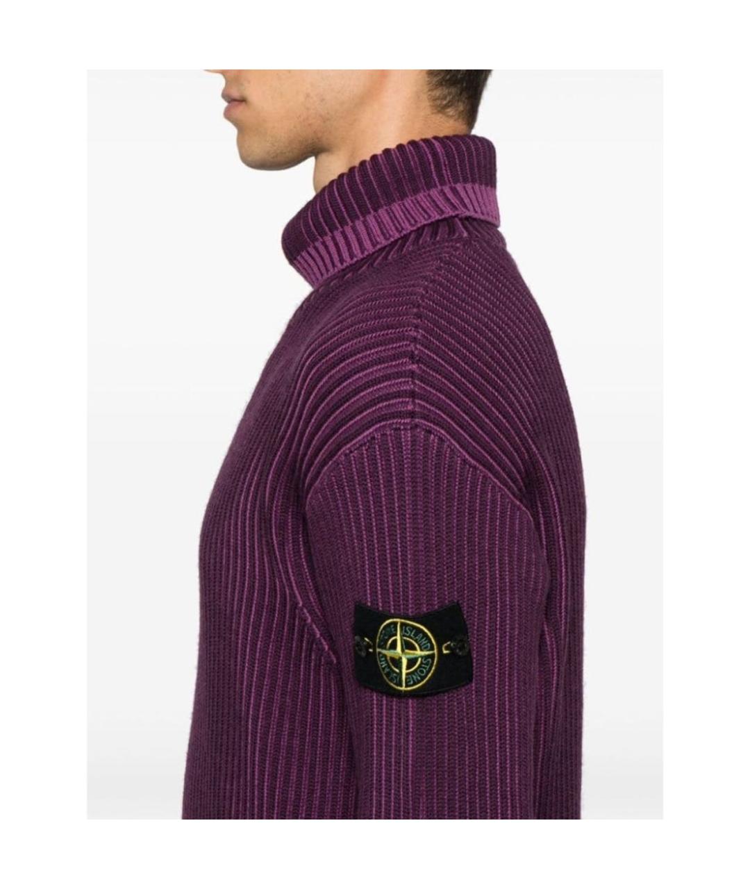 STONE ISLAND Фиолетовая шерстяная водолазка, фото 3