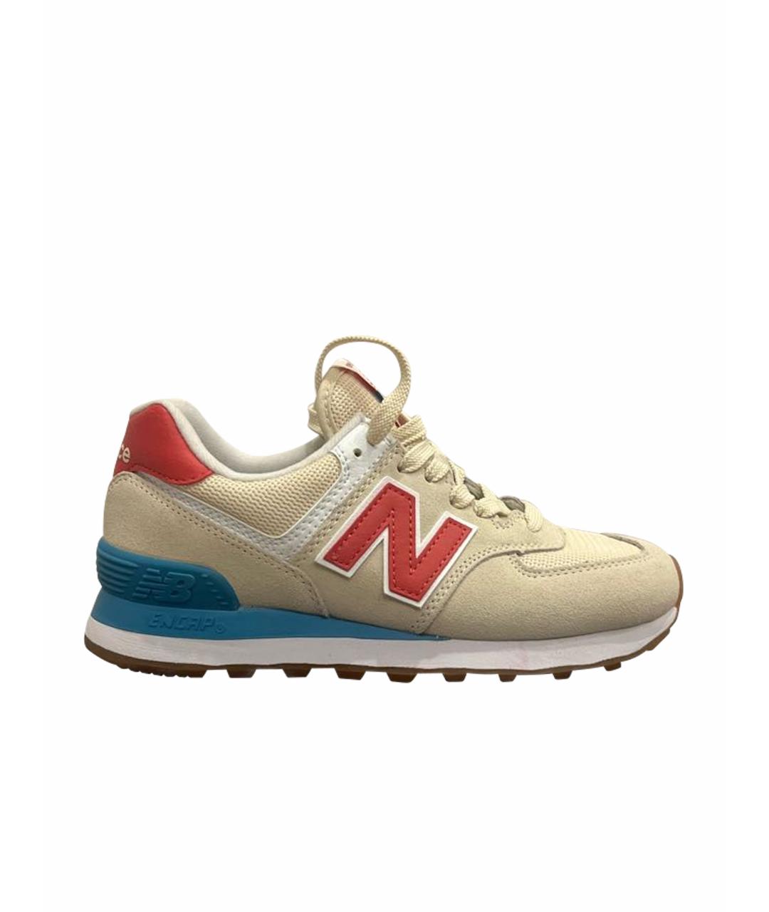 NEW BALANCE Бежевые кожаные кроссовки, фото 1