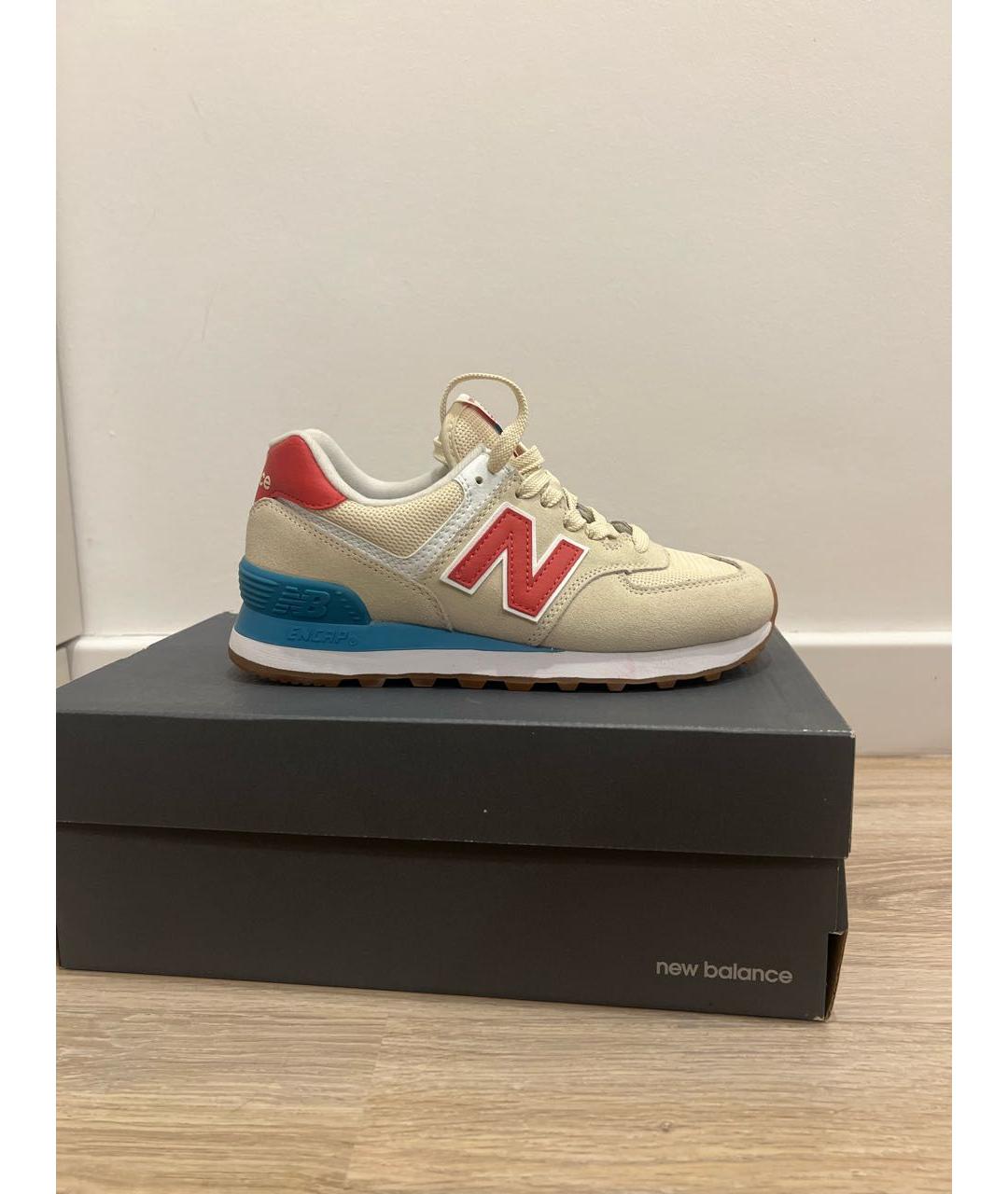 NEW BALANCE Бежевые кожаные кроссовки, фото 5