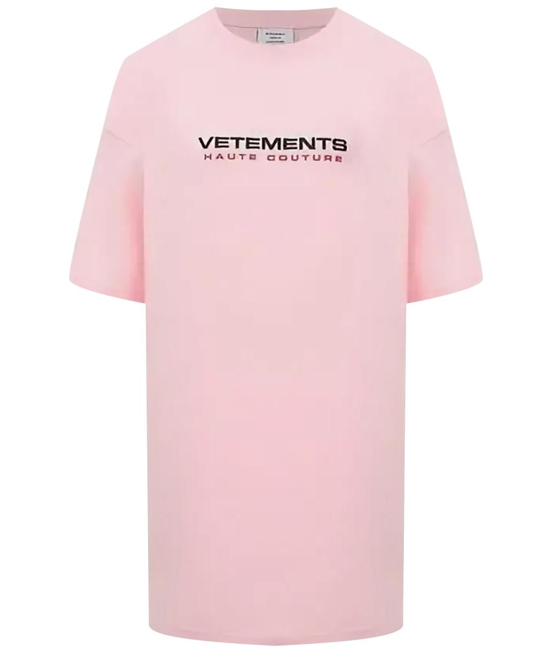 VETEMENTS Розовая хлопковая футболка, фото 1