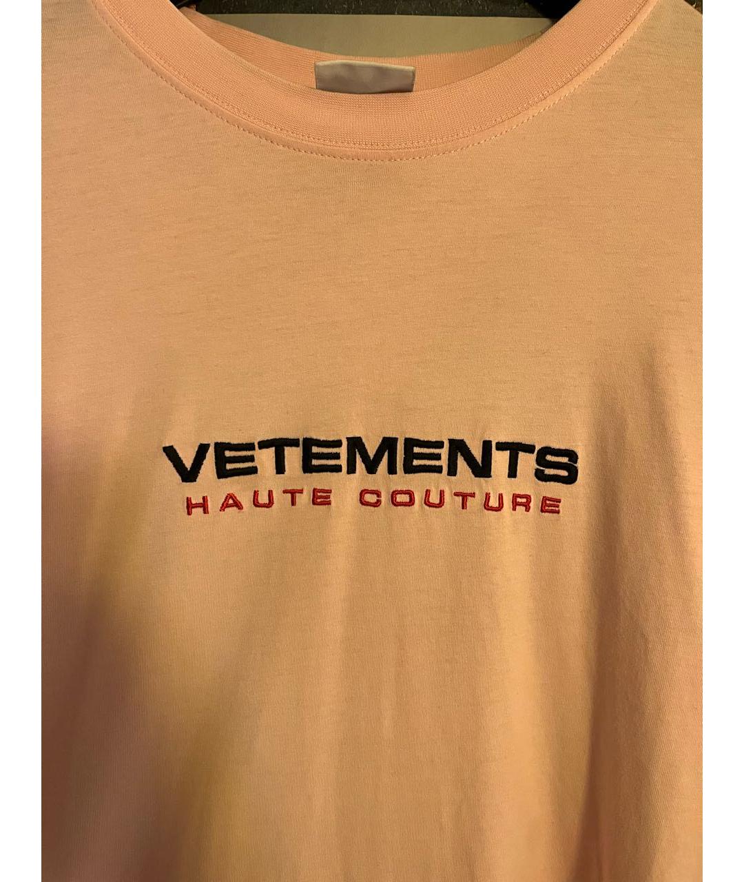 VETEMENTS Розовая хлопковая футболка, фото 3