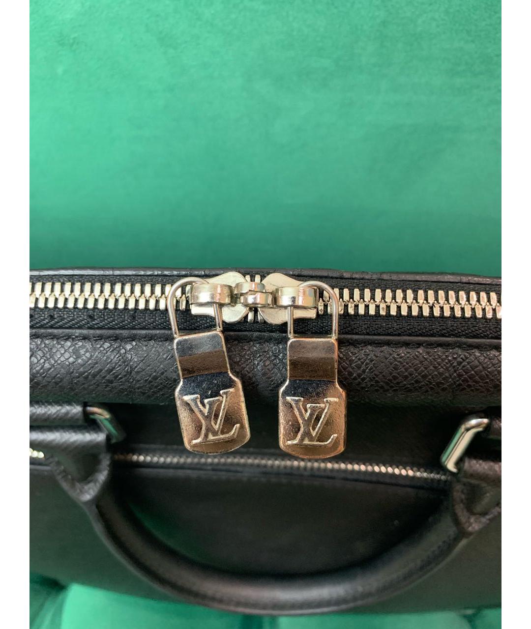 LOUIS VUITTON Черный кожаный портфель, фото 4