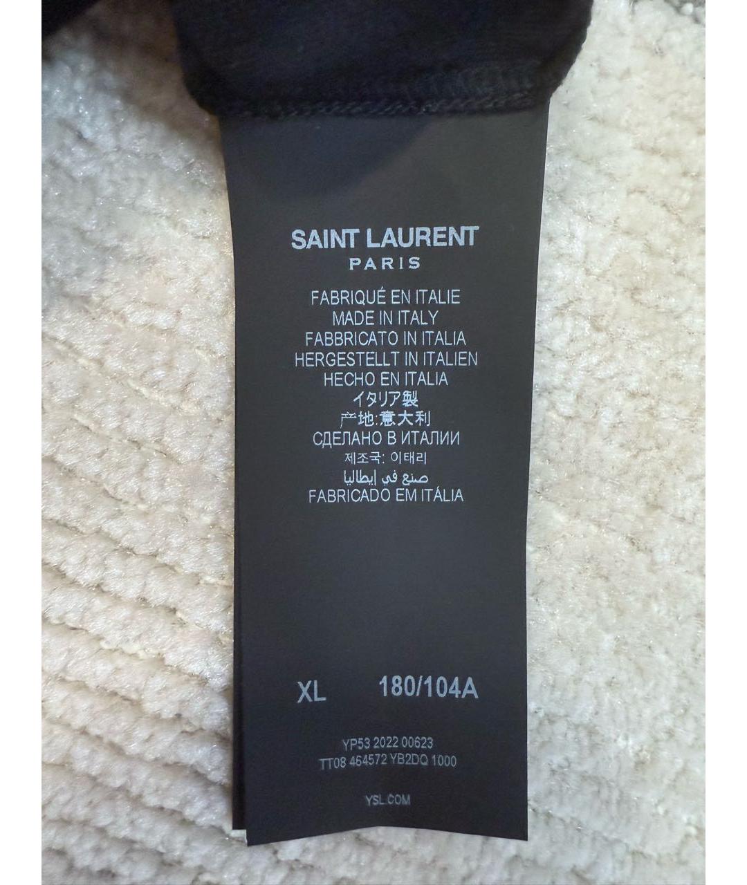 SAINT LAURENT Черная хлопковая футболка, фото 7