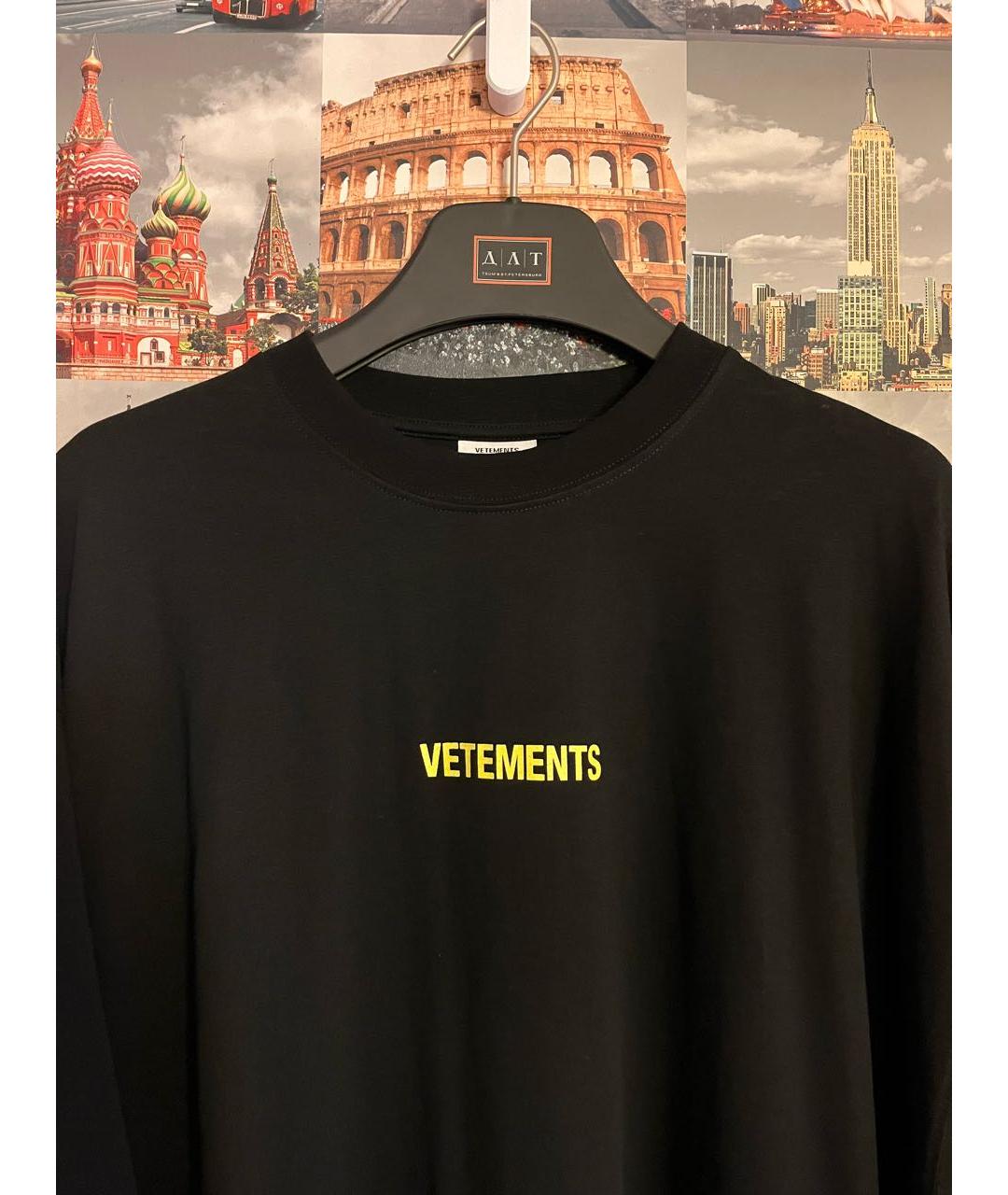 VETEMENTS Черная хлопковая футболка, фото 2