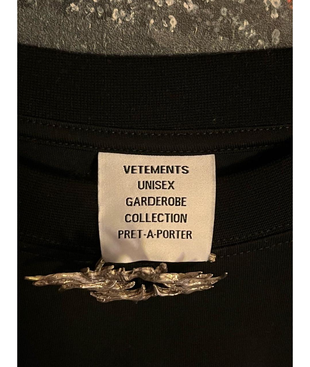 VETEMENTS Черная хлопковая футболка, фото 3