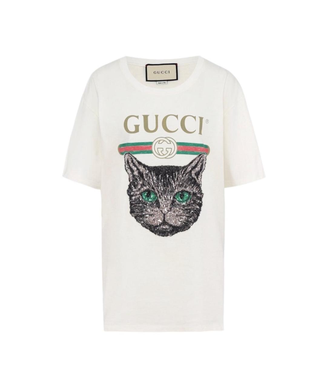 GUCCI Белая хлопковая футболка, фото 1