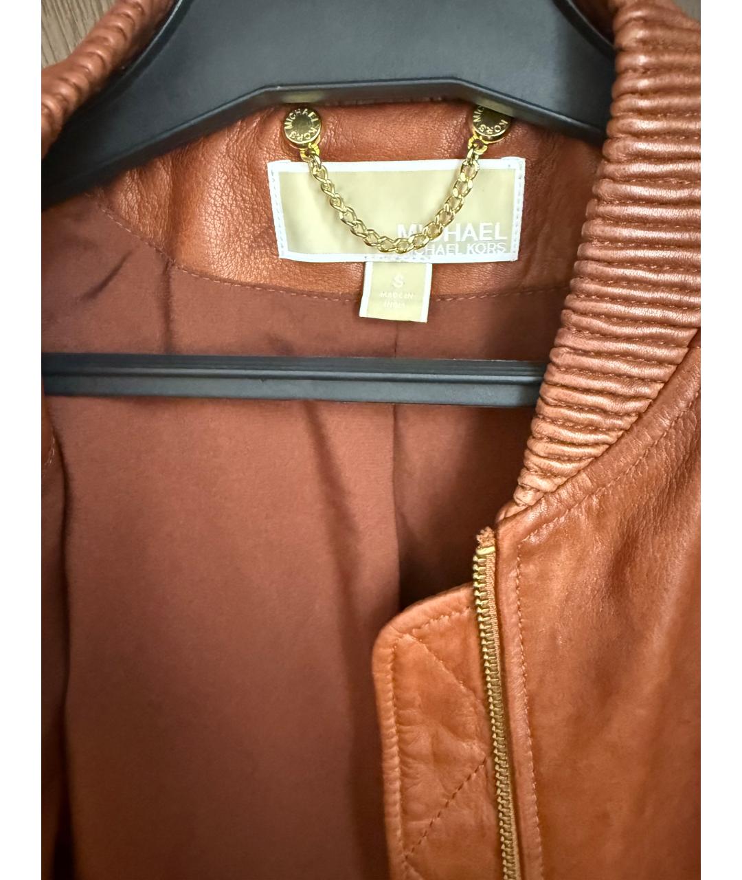 MICHAEL KORS Коричневая кожаная куртка, фото 4