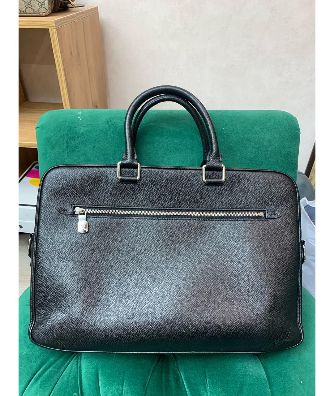 LOUIS VUITTON Черный кожаный портфель, фото 9