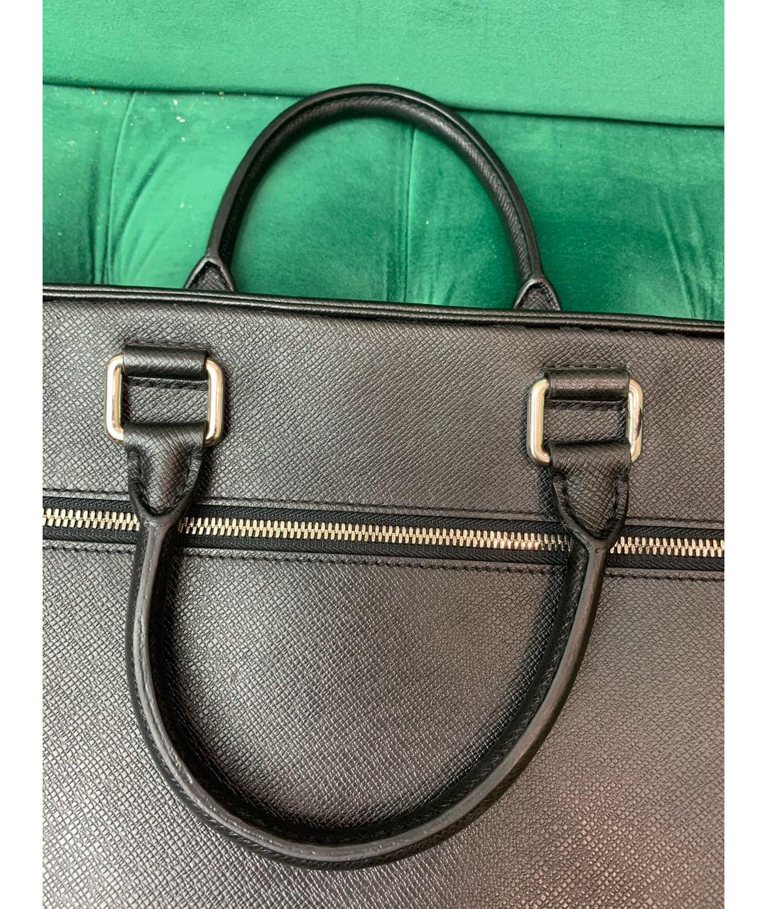 LOUIS VUITTON Черный кожаный портфель, фото 7