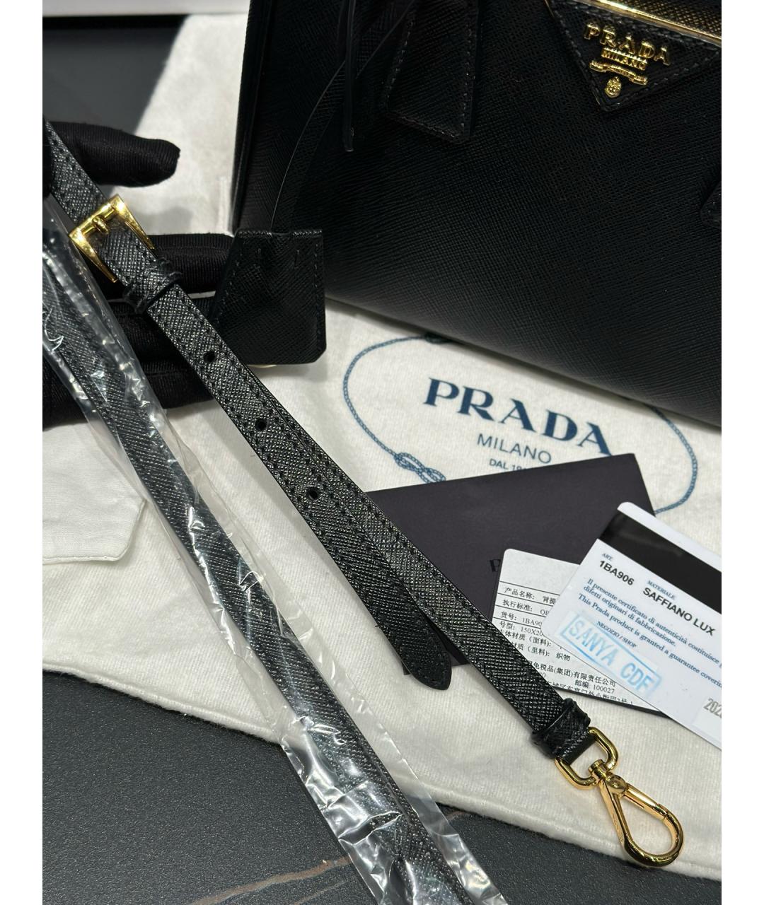 PRADA Черная кожаная сумка тоут, фото 9