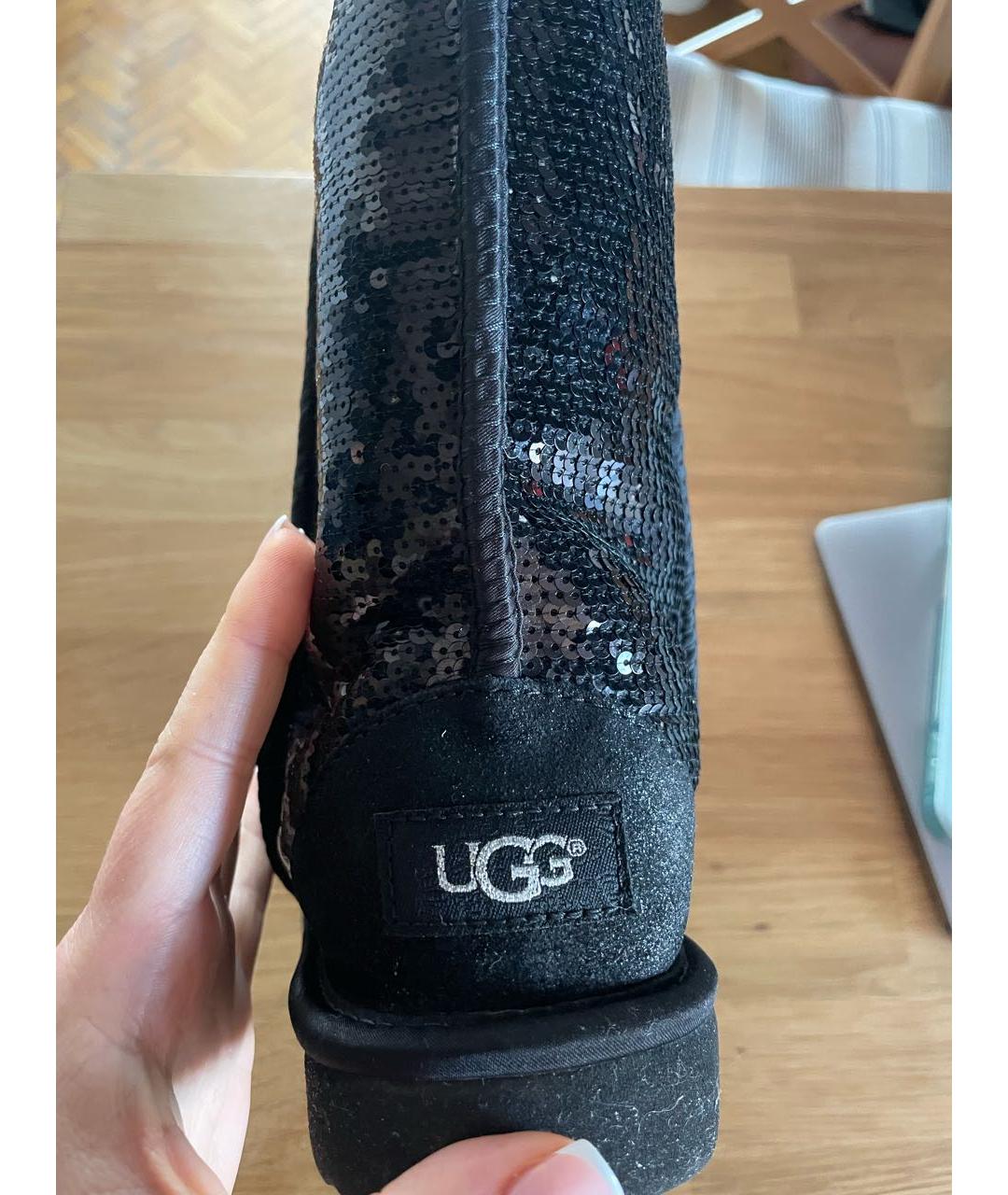 UGG AUSTRALIA Черные кожаные сапоги, фото 5