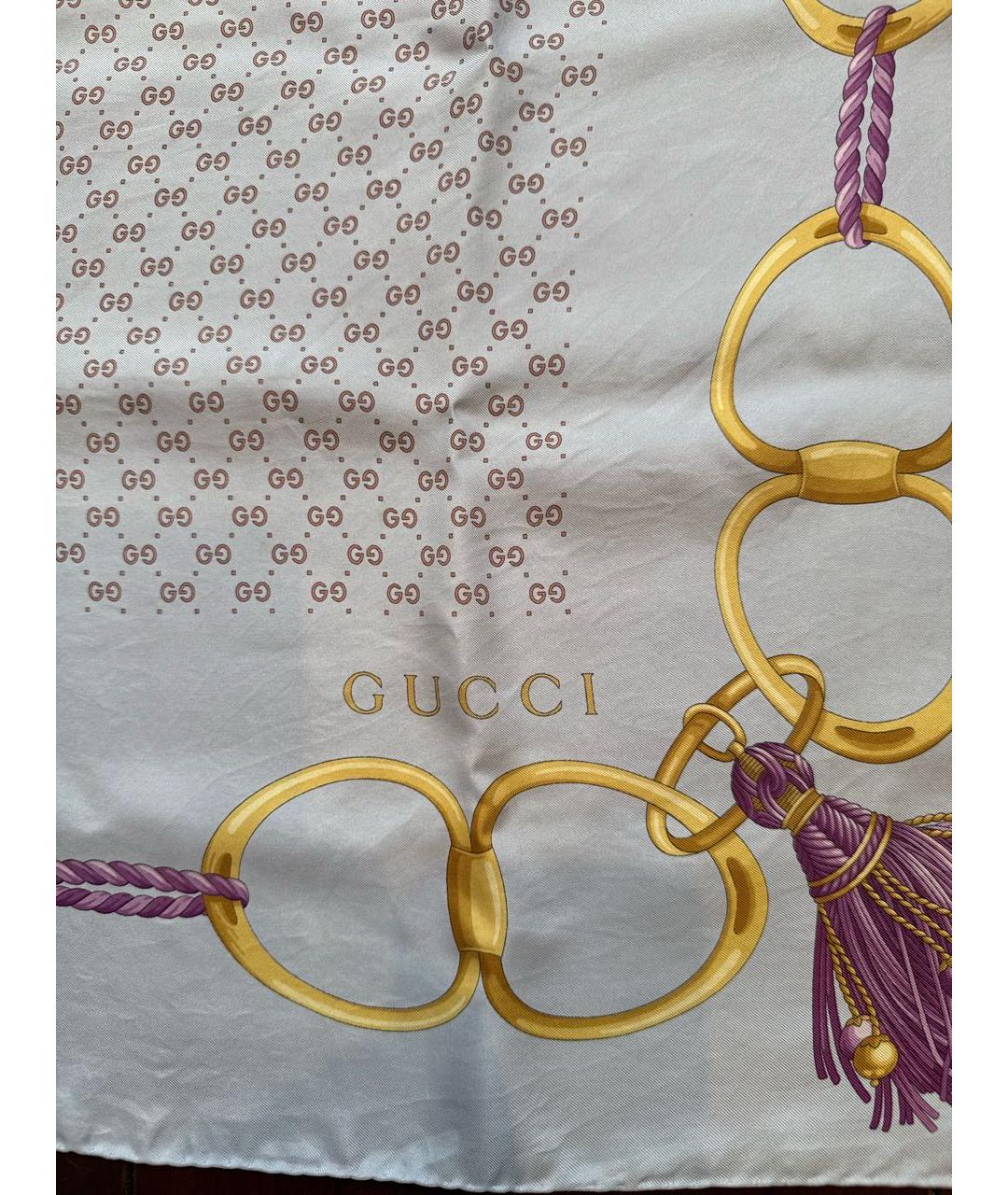 GUCCI Белый шелковый платок, фото 4