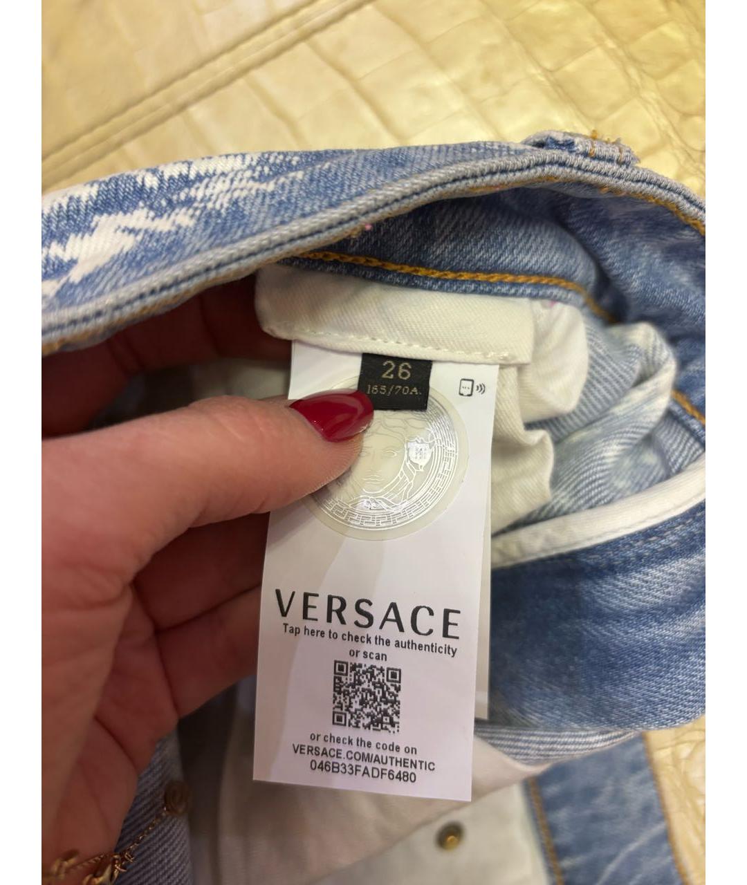 VERSACE Мульти хлопко-эластановые джинсы слим, фото 3