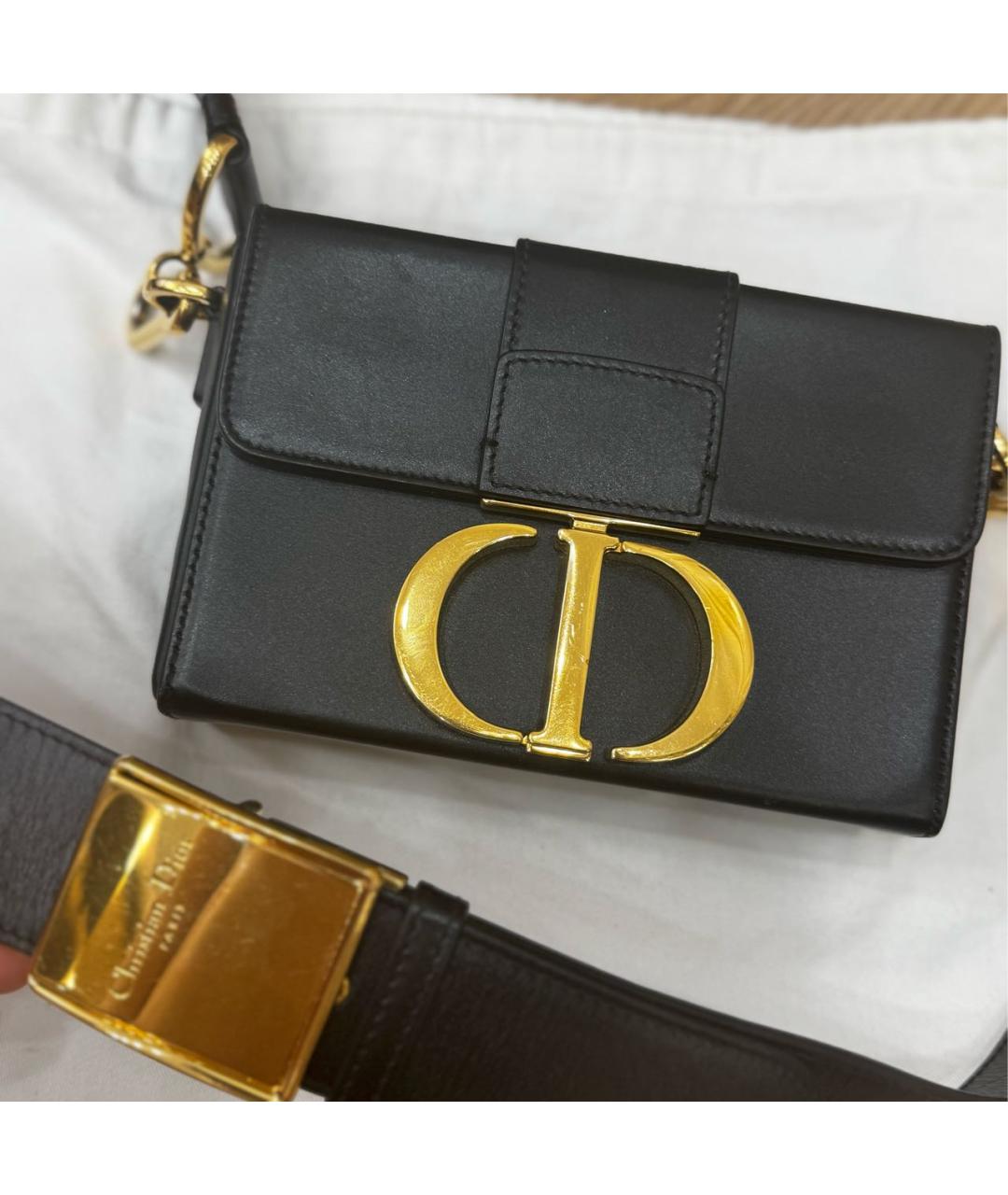 CHRISTIAN DIOR Черная кожаная сумка через плечо, фото 5