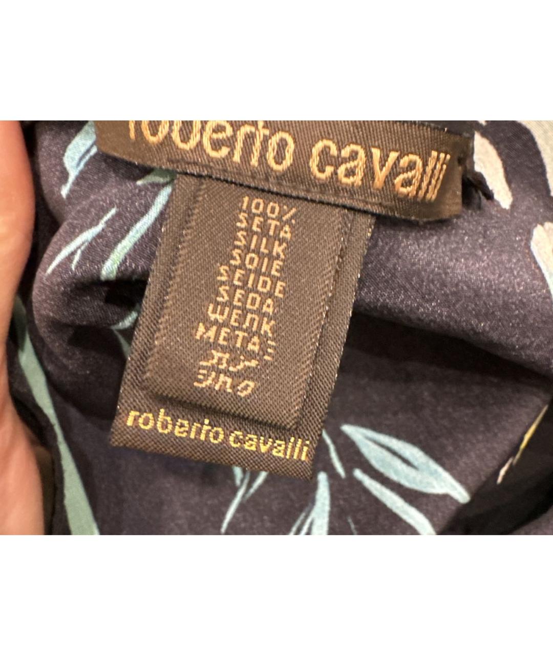 ROBERTO CAVALLI Черный шелковый платок, фото 3