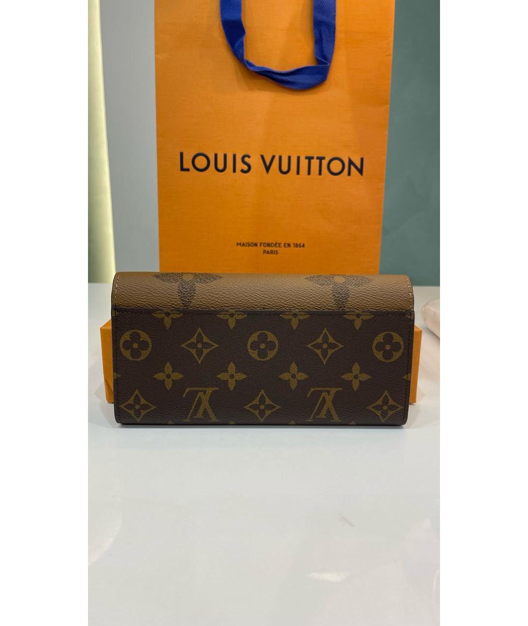 LOUIS VUITTON Коричневый кожаный кошелек, фото 3