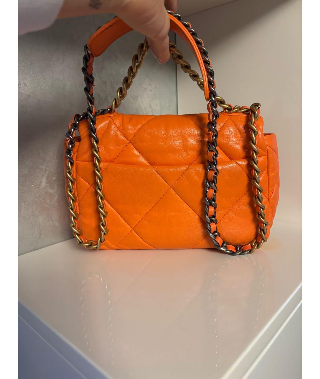 CHANEL Оранжевая кожаная сумка через плечо, фото 3