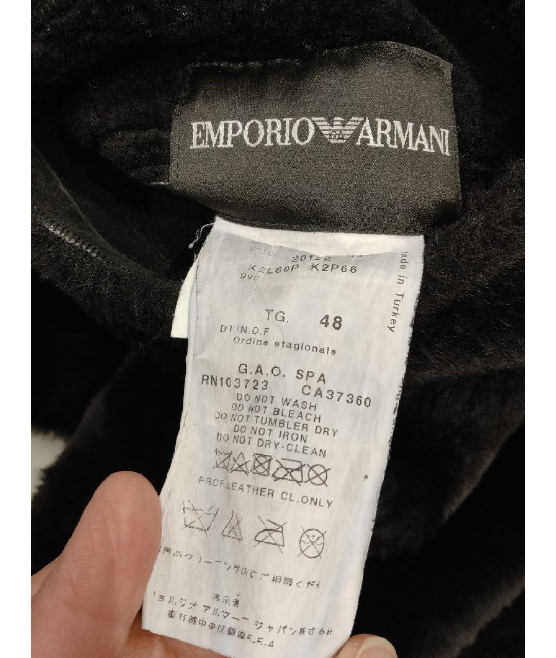 EMPORIO ARMANI Черная кожаная дубленка, фото 5