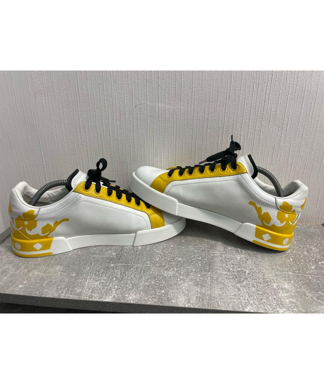 DOLCE&GABBANA Белые кожаные низкие кроссовки / кеды, фото 3