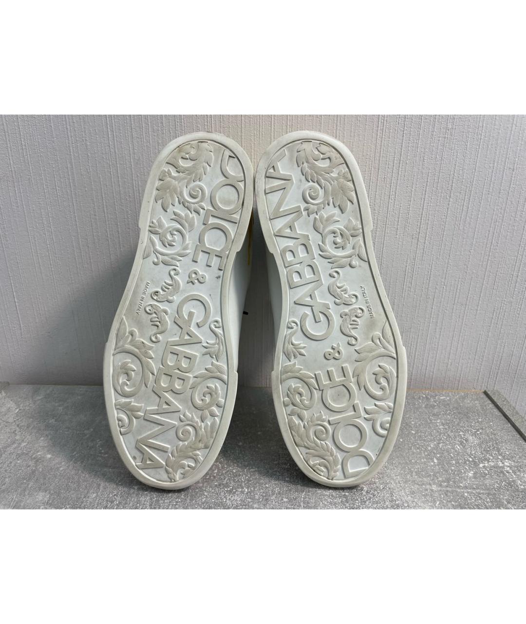DOLCE&GABBANA Белые кожаные низкие кроссовки / кеды, фото 6