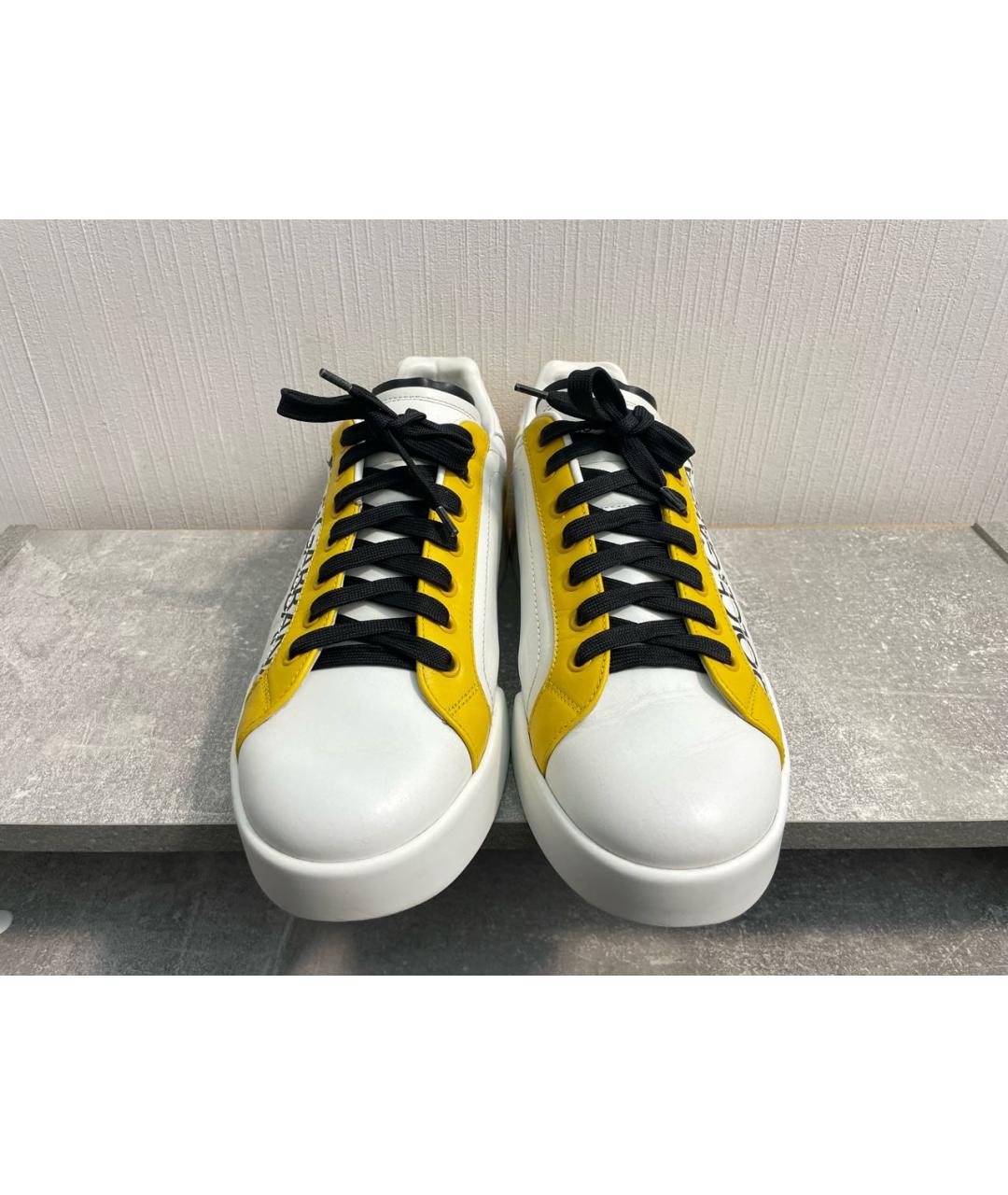 DOLCE&GABBANA Белые кожаные низкие кроссовки / кеды, фото 2