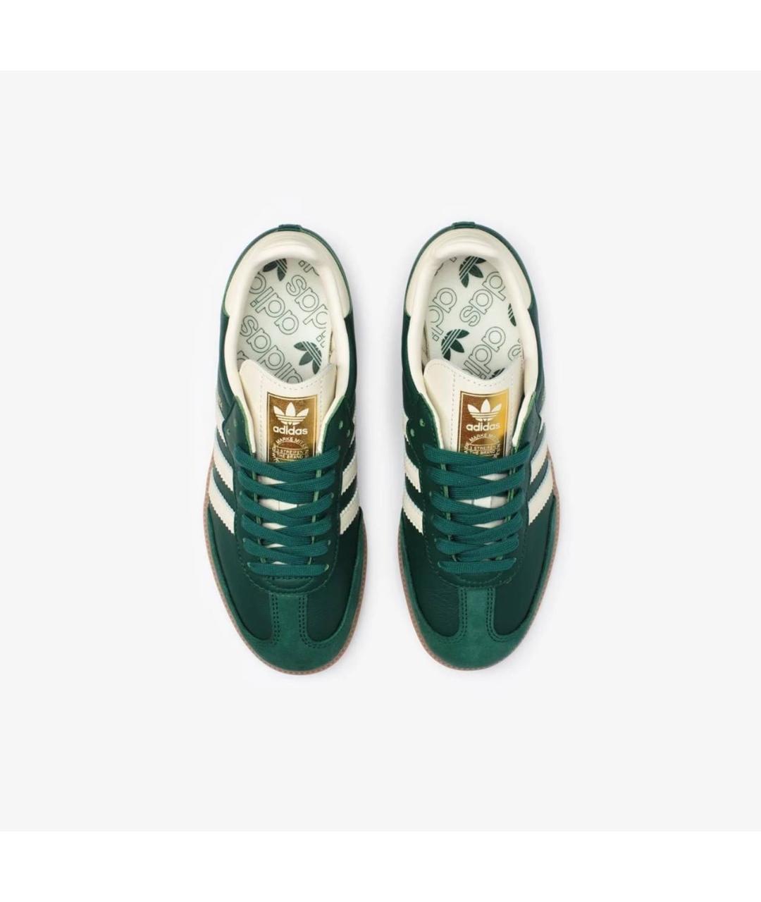 ADIDAS Зеленые кожаные низкие кроссовки / кеды, фото 3