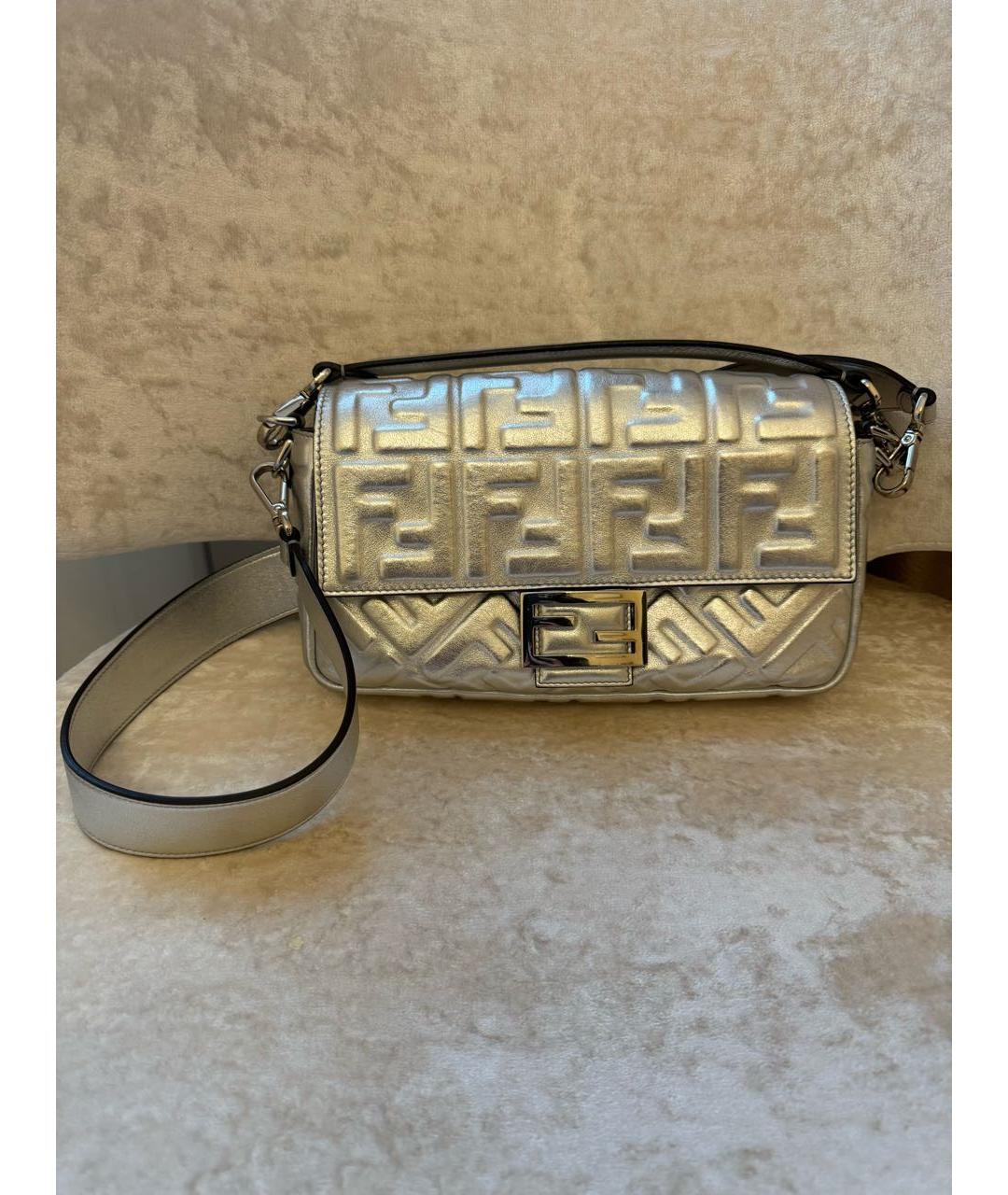 FENDI Серебряная кожаная сумка через плечо, фото 9