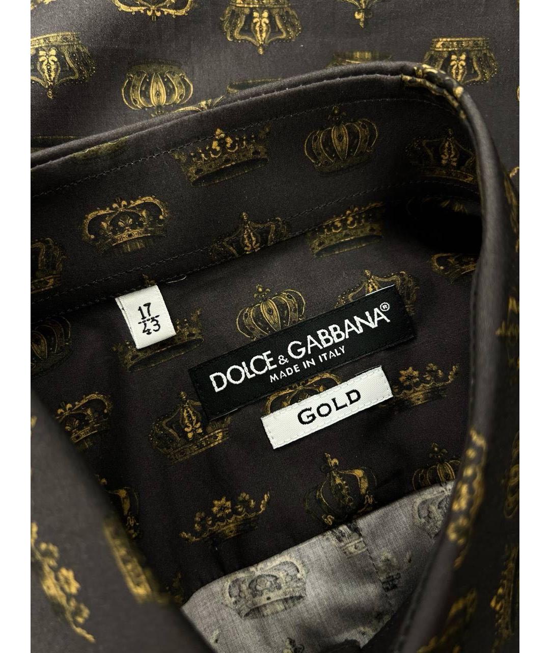 DOLCE&GABBANA Коричневая хлопковая классическая рубашка, фото 2