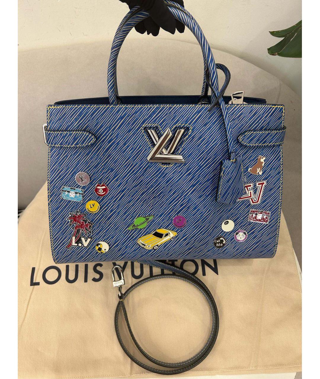 LOUIS VUITTON Голубая кожаная сумка с короткими ручками, фото 9