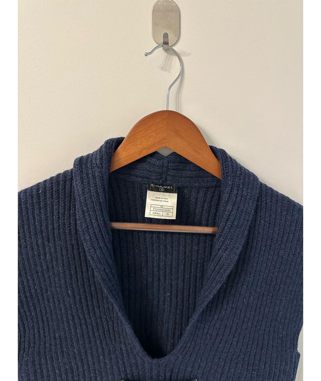 CHANEL Темно-синяя кашемировая жилетка, фото 3