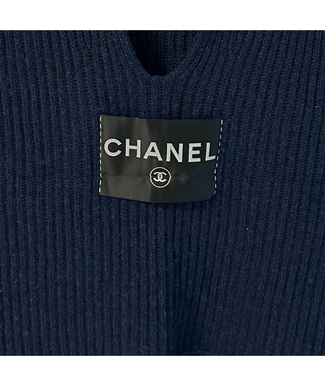 CHANEL Темно-синяя кашемировая жилетка, фото 4