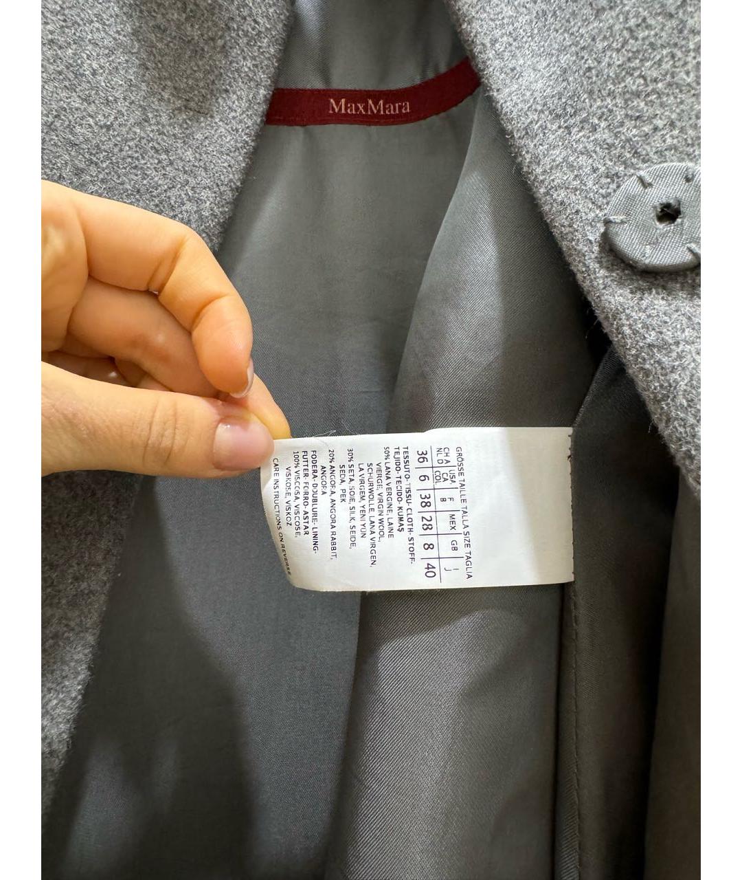 MAX MARA STUDIO Серое шерстяное пальто, фото 5