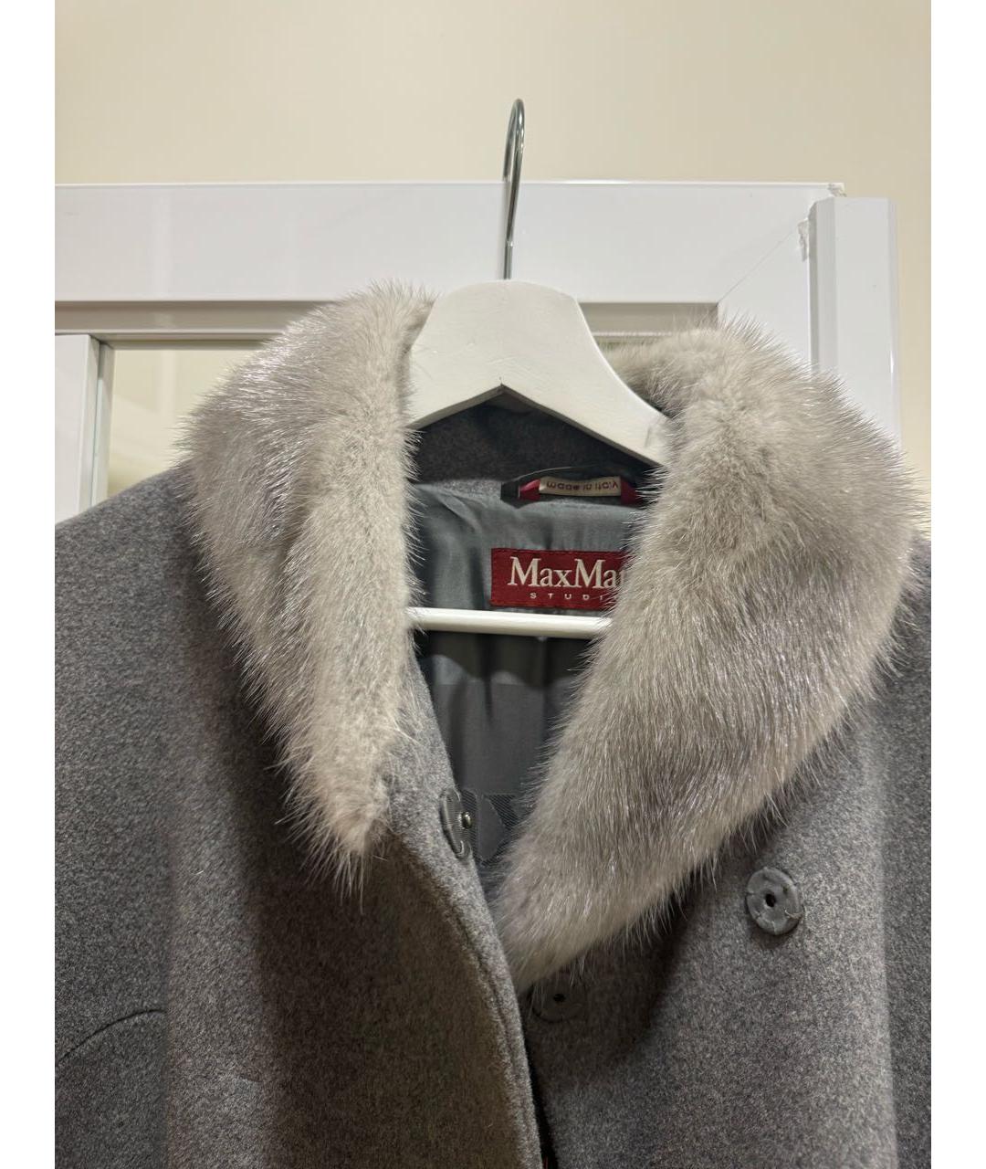MAX MARA STUDIO Серое шерстяное пальто, фото 3