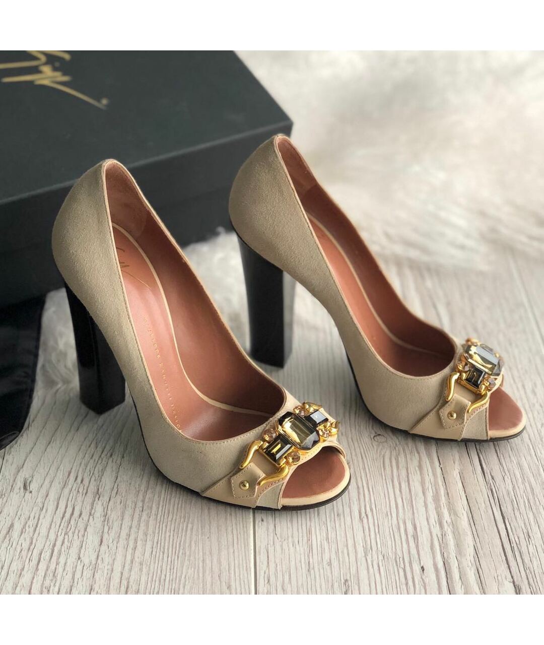 GIUSEPPE ZANOTTI DESIGN Бежевые замшевые туфли, фото 9