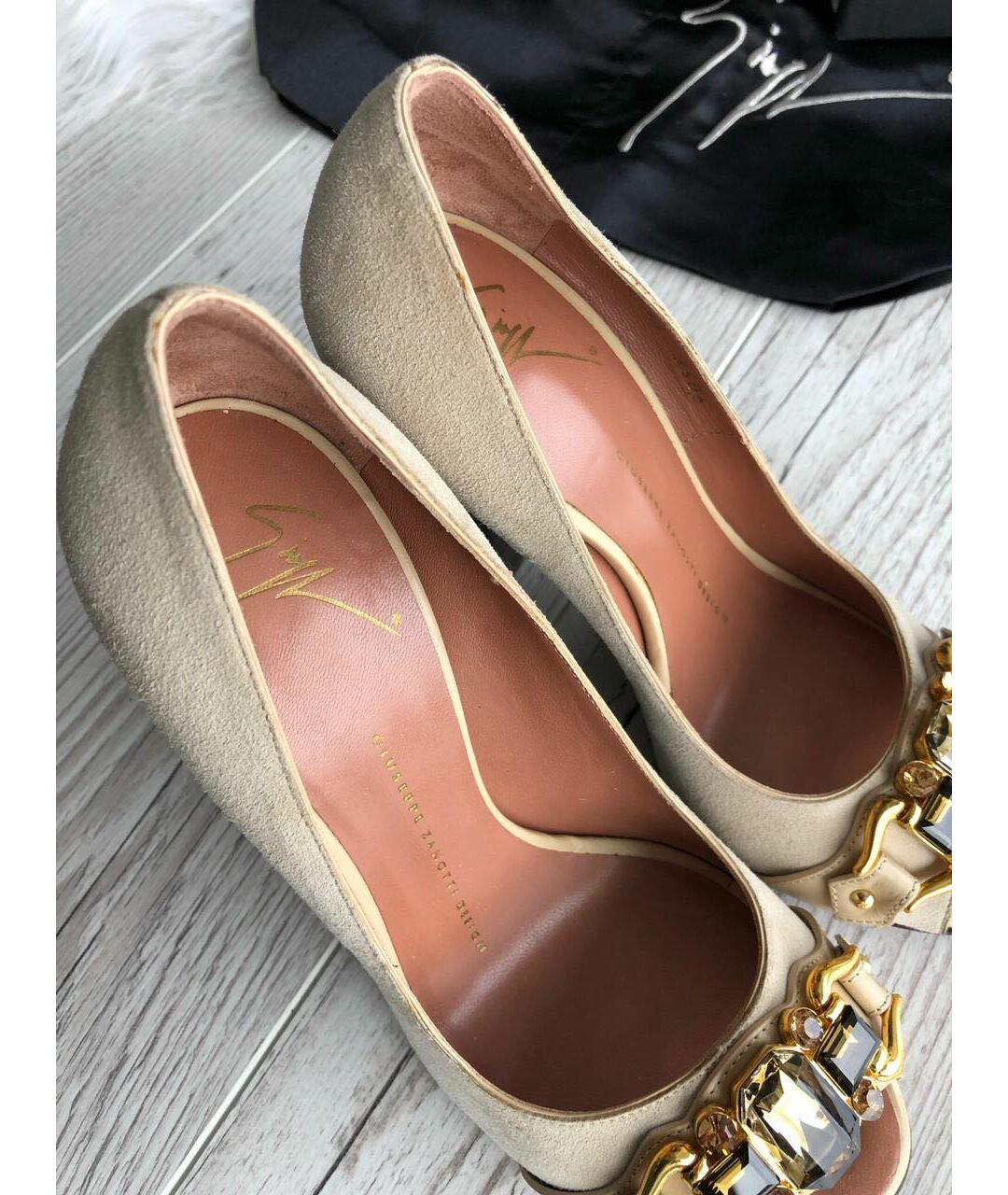GIUSEPPE ZANOTTI DESIGN Бежевые замшевые туфли, фото 2