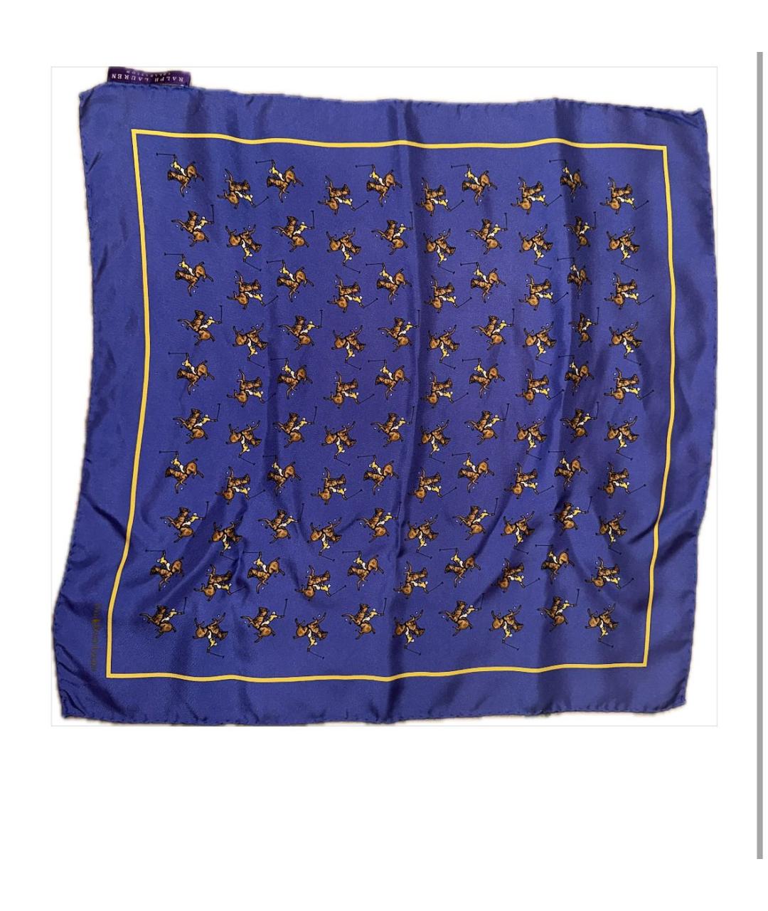 RALPH LAUREN PURPLE LABEL Темно-синий шелковый платок, фото 3