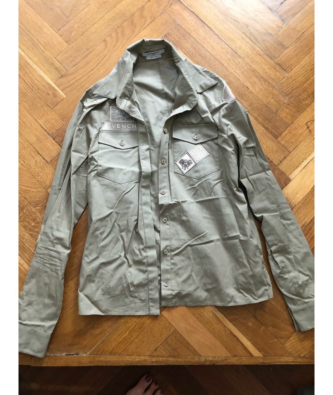 GIVENCHY Хаки хлопковая рубашка, фото 7