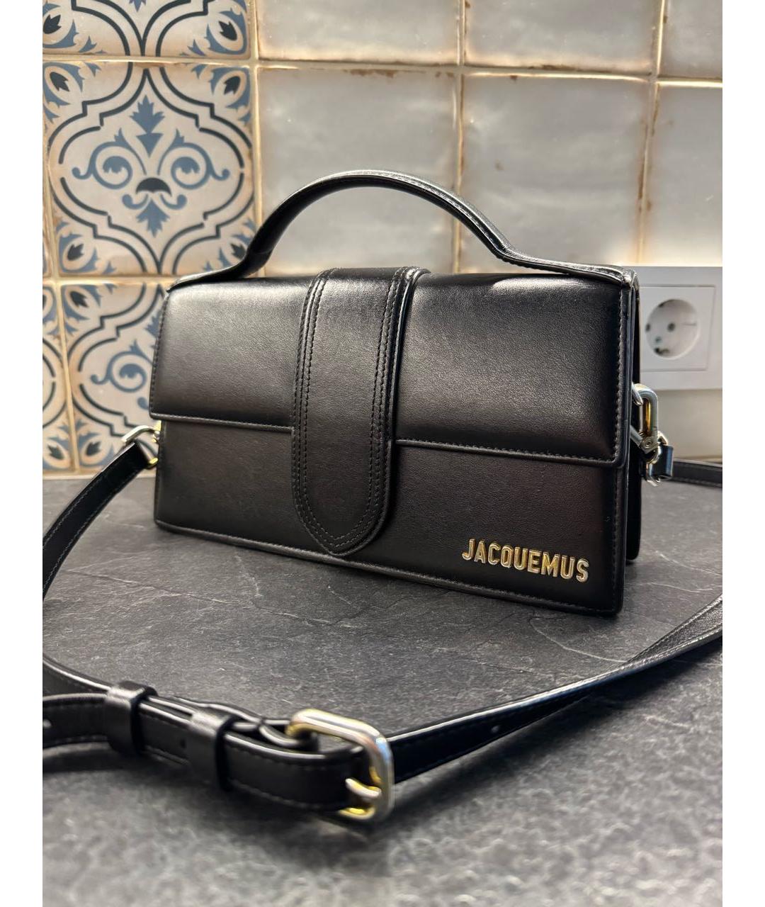 JACQUEMUS Черная кожаная сумка с короткими ручками, фото 9