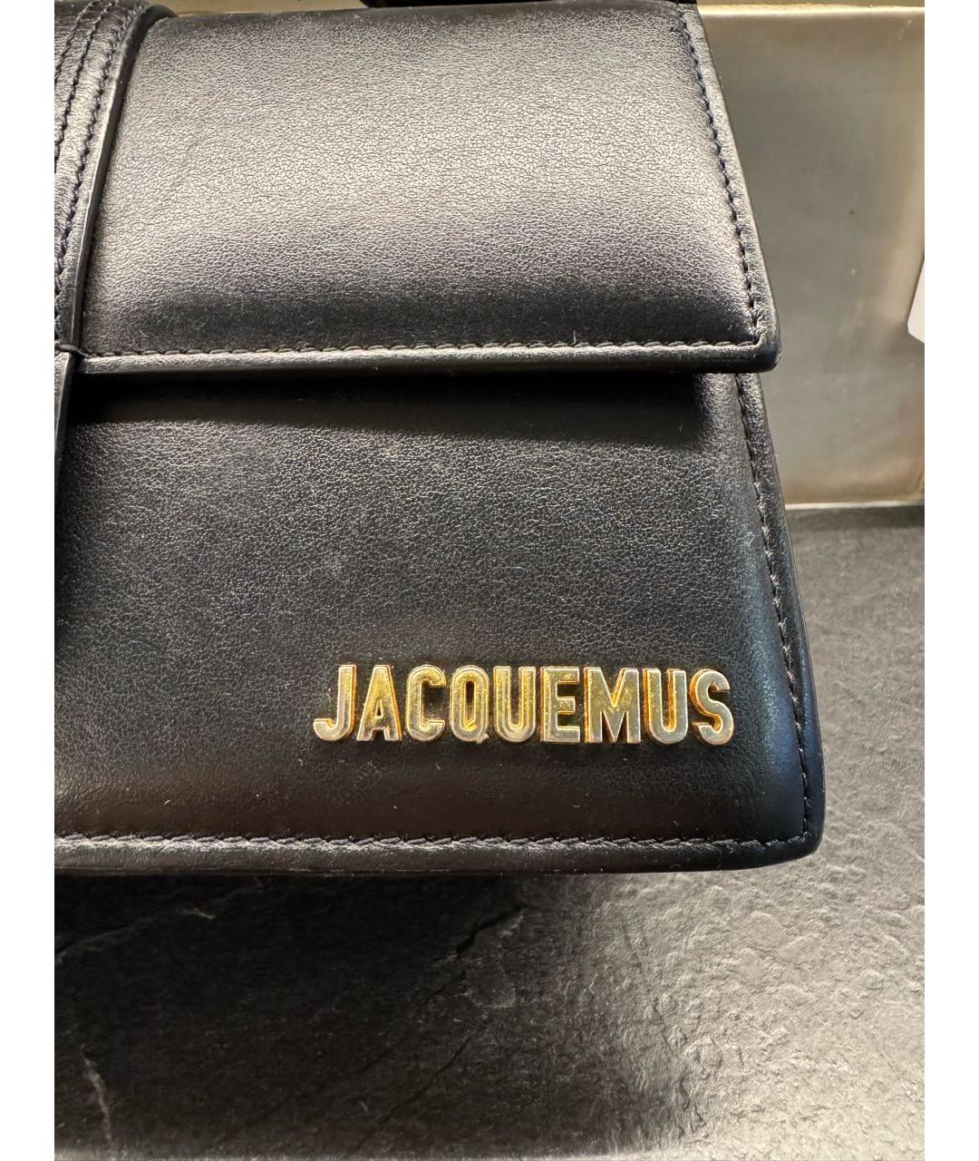 JACQUEMUS Черная кожаная сумка с короткими ручками, фото 5