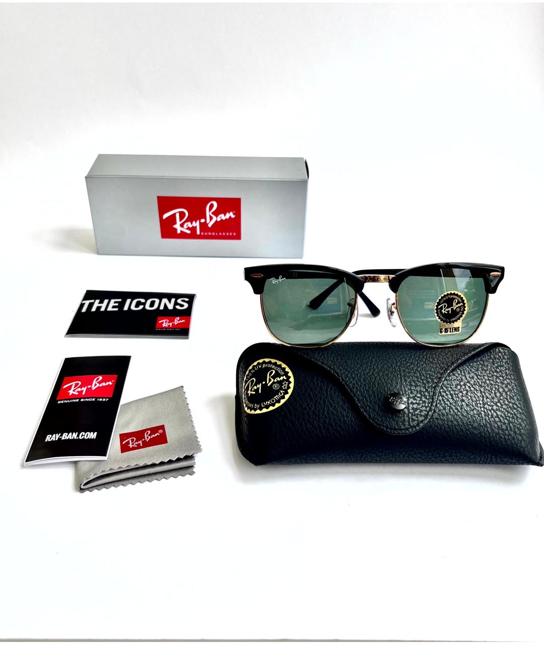 RAY BAN Черные металлические солнцезащитные очки, фото 4