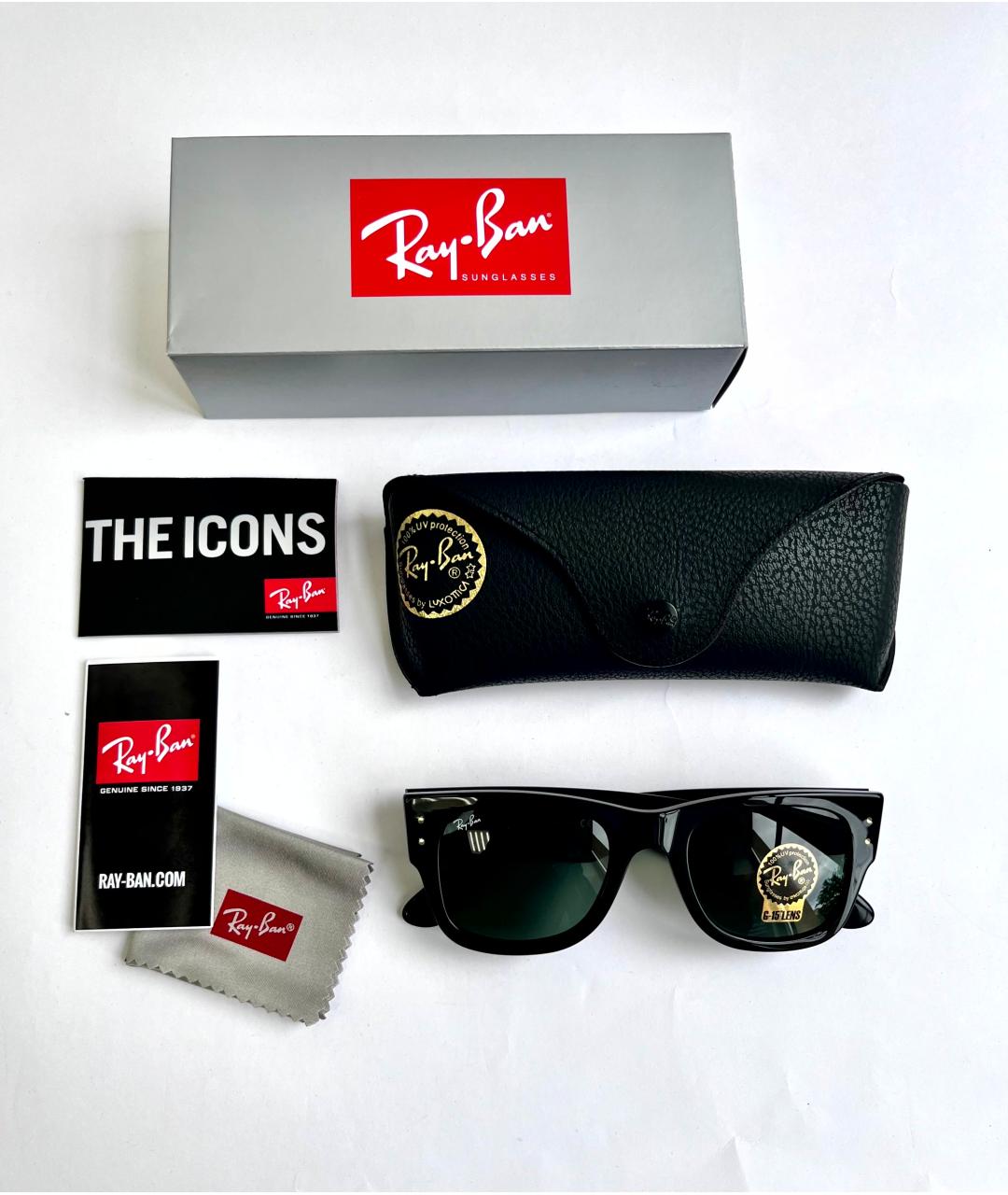 RAY BAN Черные пластиковые солнцезащитные очки, фото 4