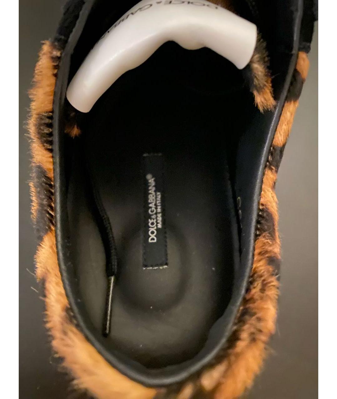 DOLCE&GABBANA Коричневые низкие кроссовки / кеды из лакированной кожи, фото 7