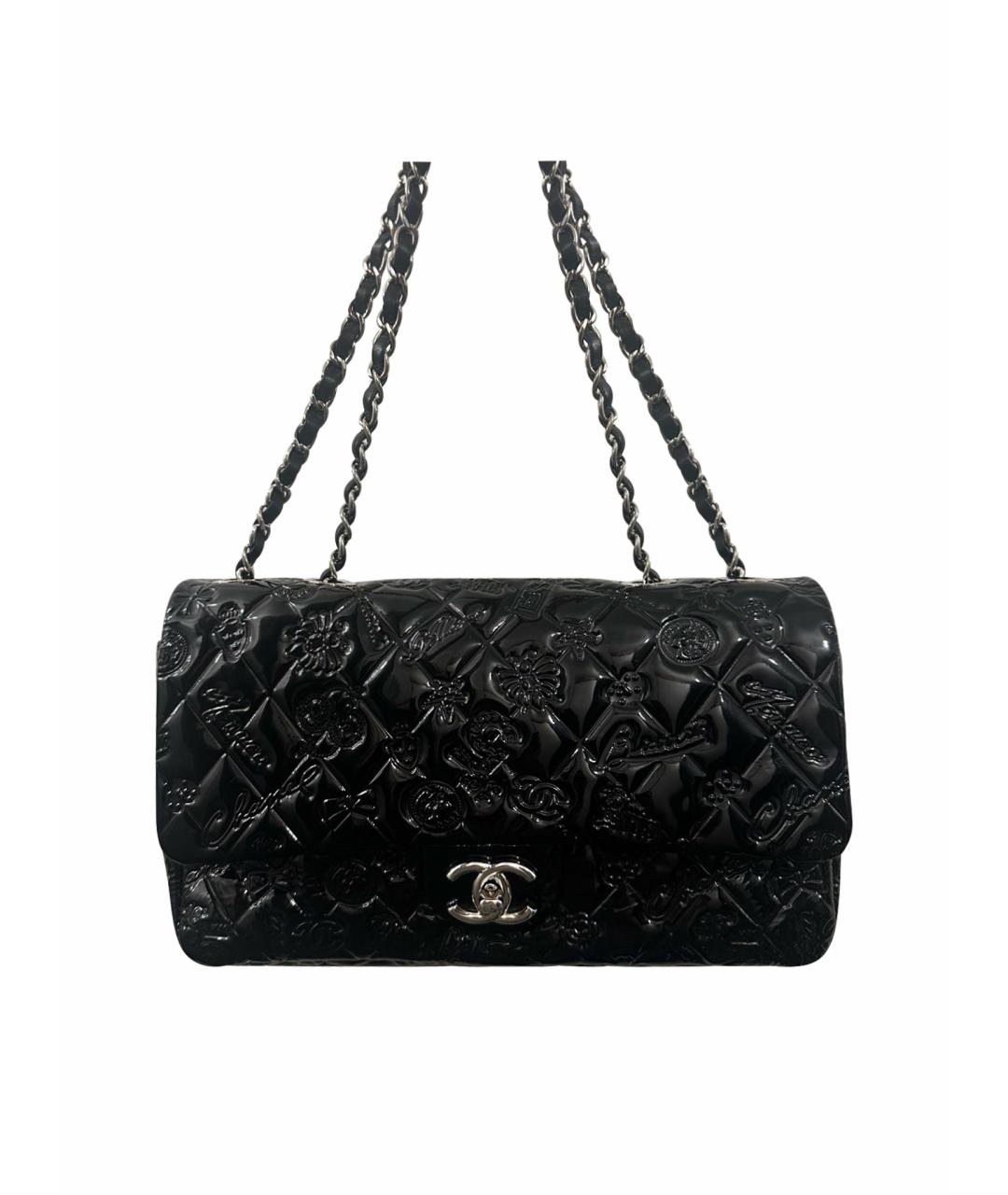 CHANEL Черная сумка через плечо из лакированной кожи, фото 1