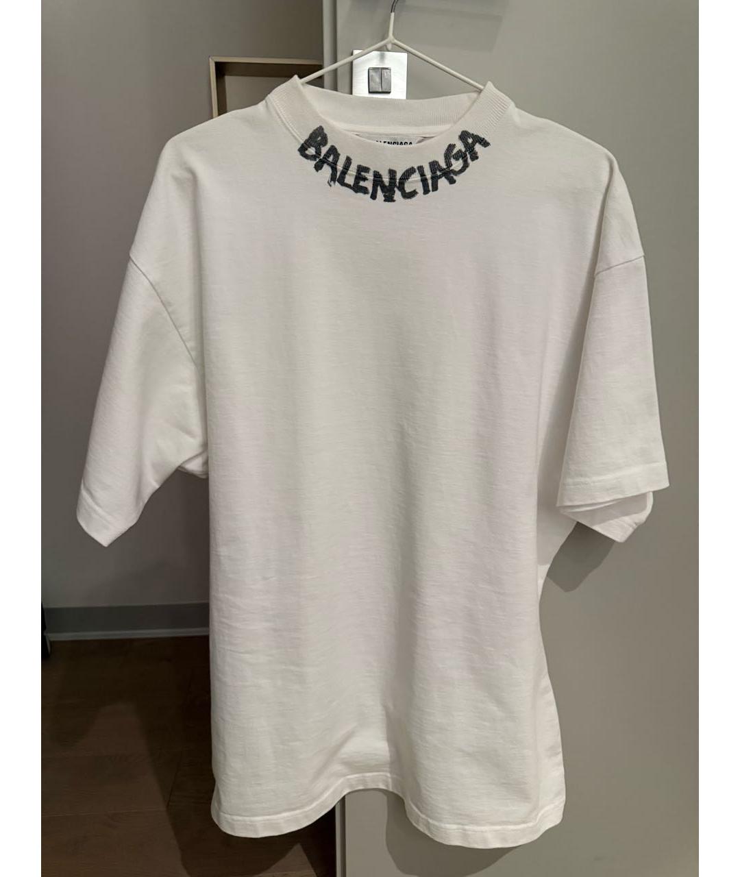 BALENCIAGA Белая хлопковая футболка, фото 2